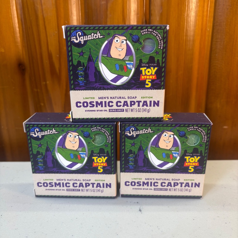 Dr. Squatch Cosmic Captain Soap Toy Story 5 Buzz Lightyear 5oz 3 Pack Limited Ed